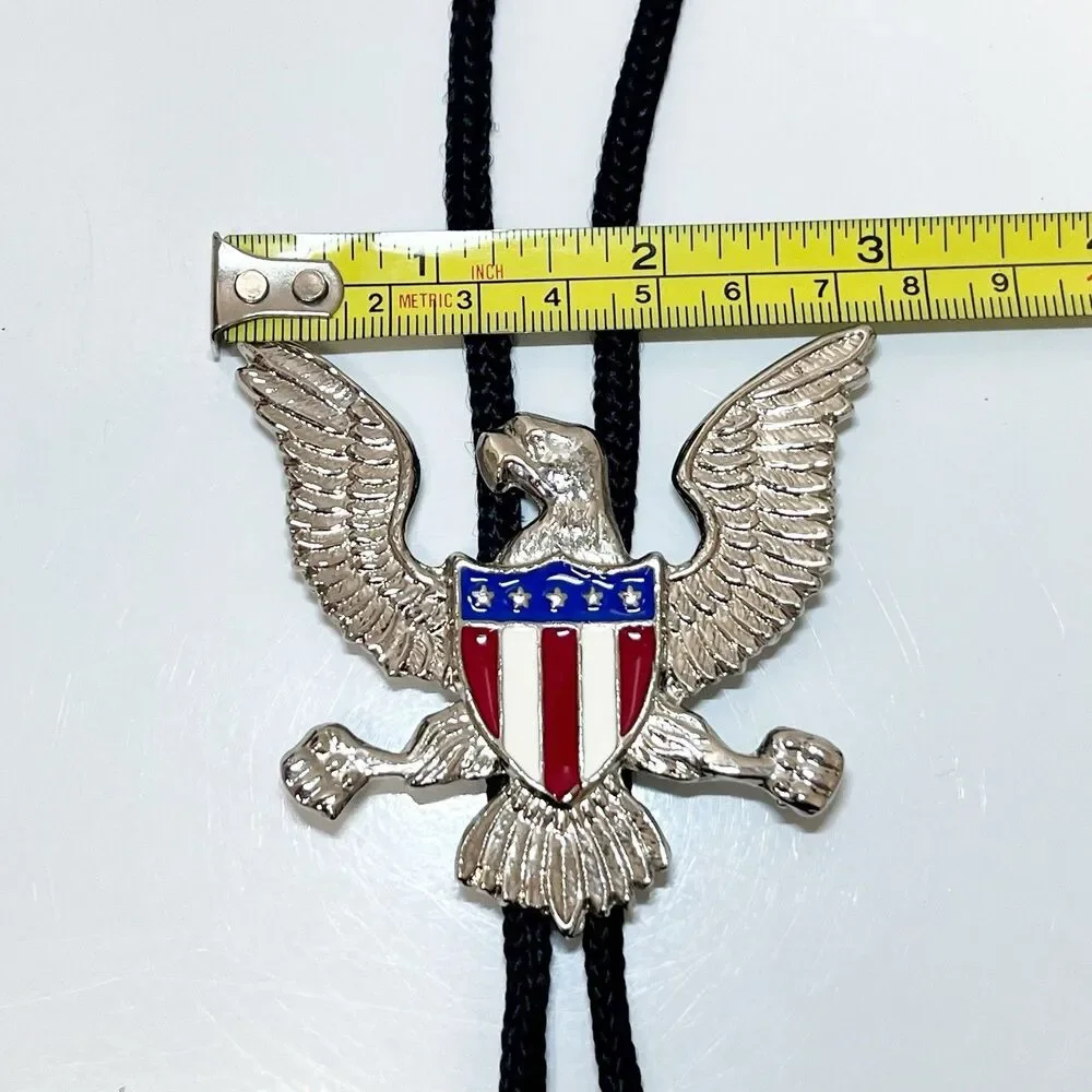 Patriotic U.S. Eagle Crest Bolo Tie EUC
